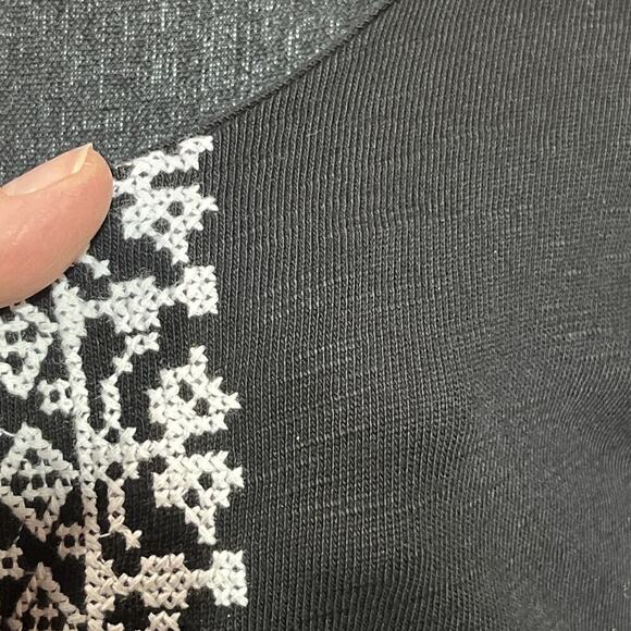 Talbots Shift Dress Black Size Medium Embroidered Casual Stretch Boho Beachy - Picture 8 of 8